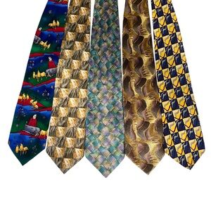 J. Garcia Silk Ties Lot Of 5 Special Edition Birthday Holiday 3.5-3.75 x 57-60”